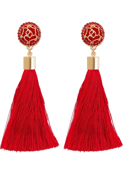 Pembe Tarzı Moda Pamuk Ipek Püskül Boho Takı Şık Uzun Püskül Düşen Püskül Küpe Kadın Küpe Takı (Yurt Dışından) modelleri