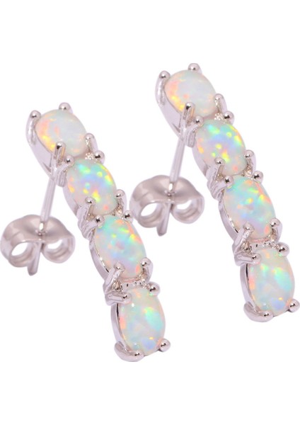 Beyaz Stil Moda Kadın Gümüş Doğal Taş Beyaz Ateş Opal Ay Taşı Küpe Düğün Nişan Hediye Küpe Takı (Yurt Dışından) modelleri