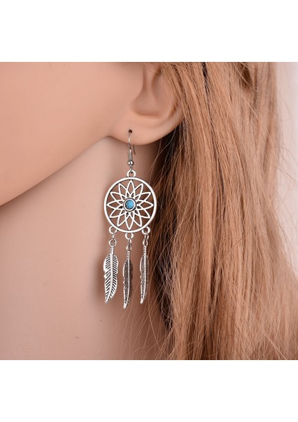 Kadınlar Için Geometrik Dreamcatcher Düşen Küpe Femme Dream Catcher Turkuaz Takı Brincos (Yurt Dışından) fiyatları