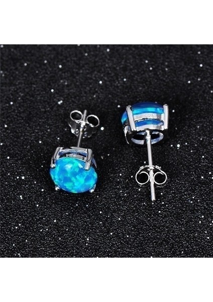 Mavi Stil Kadınlar Için Mavi Alev Opal Küpe Gümüş Dolgulu Yuvarlak Pim (Yurt Dışından) indirimleri