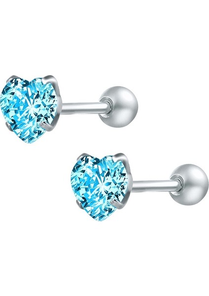 Mavi Stil 4 mm 16G Moda Kalp Şekilli Kübik Zirkon Paslanmaz Çelik Küpe 4 Renkli Helix Conch Kıkırdak Delme Kadınlar Moda Takı (Yurt Dışından)