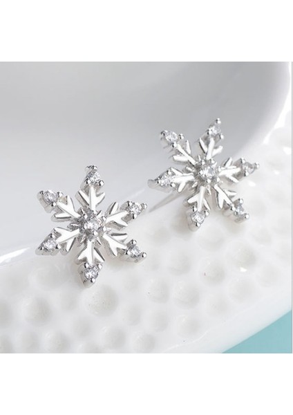 Gümüş Tarzı Kadınlar Için Zarif Gümüş Kar Tanesi Beyaz Topaz Elmas Küpe Küpe Düğün Nişan Kokteyl Parti Takı Hediye (Yurt Dışından) indirimleri