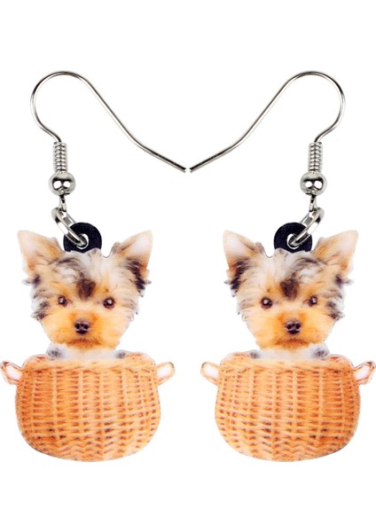Küçük Yorkshire Terrier Köpek Küpe Damla Çizgi Film Hayvan Takı Kadın Kız Hediye Için Akrilik Tatlı Sepeti (Yurt Dışından)