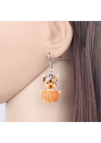 Küçük Yorkshire Terrier Köpek Küpe Damla Çizgi Film Hayvan Takı Kadın Kız Hediye Için Akrilik Tatlı Sepeti (Yurt Dışından) modelleri