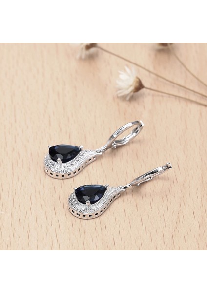 Mor Tarzı Kadınlar Için Gümüş Safir Kristal Zirkon Küpe Küpeler (Yurt Dışından) fırsatları