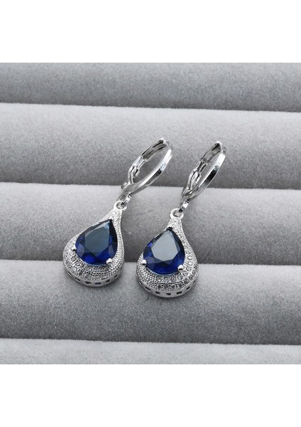 Mor Tarzı Kadınlar Için Gümüş Safir Kristal Zirkon Küpe Küpeler (Yurt Dışından) indirimleri