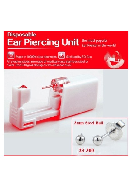 NO301 1 Takım 2 Adet Tek Kullanımlık Steril Kulak Delme Tabancası Kartilaj Tragus Helix Delme Tabancası Seti Çelik Iğne Küpe Aracı (Yurt Dışından)