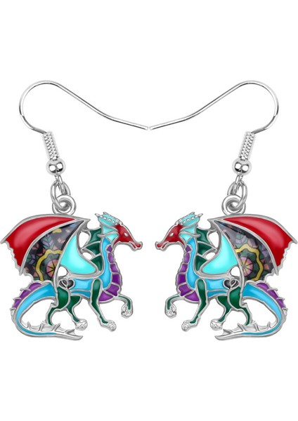 Pembe Tarzı Kadın Kızlar Gençler Için Çiçekli Ejderha Dinozor Küpe Damla Takı Hayvan Kolye Süsler Moda Aksesuarlar (Yurt Dışından) modelleri