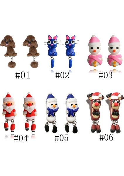 No.4 Boyutu Avrupa ve Amerikan Moda Kişilik Polimer Kil Sevimli Yaratıcı Karikatür Hayvan Küpe Noel Baba Geyik Kar Ekmek Adam Küpe Noel Süs Hediye (Yurt Dışından) modelleri