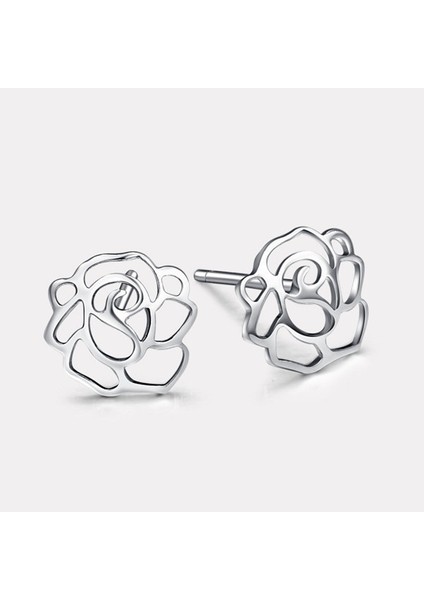 Şirin Gül Çiçeği Küpe Kadınlar Küçük Tatlı Gümüş Kaplama Küpe (Yurt Dışından)