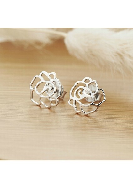 Şirin Gül Çiçeği Küpe Kadınlar Küçük Tatlı Gümüş Kaplama Küpe (Yurt Dışından) indirimleri