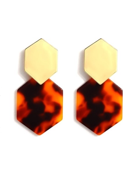 Kahve Stili Kadınlar Için Trend Geometrik Poligon Alaşım Küpe Punk Renkli Akrilik Açıklama Küpe Parti Takı (Yurt Dışından)