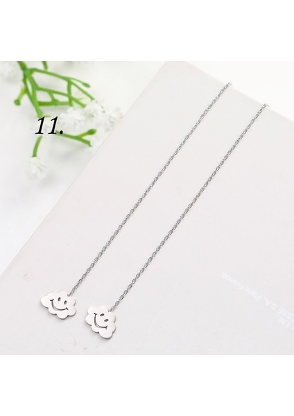 No.11 Boyutu Moda Lineer Küpe Asma Uzun Zincir Küpe Zincir Küpe Küpe Küpe Edgy Boncuk Küpe Kadın Aksesuarları Takı St.patrick Günü Takı (Yurt Dışından)