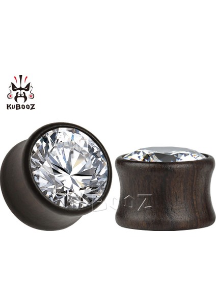 B-10MM Kubooz Moda Abanoz Zirkon Tasarım Kulak Tüneli ve Vücut Piercing Küpe 1 Çift (Yurt Dışından)