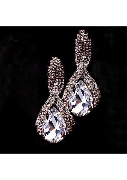 1 Çift 1 Çift Moda Küpe Vintage Su-Damla Renkli Kristal Taşlı Asılı Küpe (Yurt Dışından) fırsatları