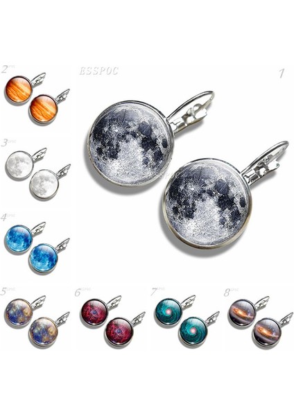 No.8 Boyut Güneş Sistemi Takıları Galaksi Nebula Kanca Küpe Dolunay Halka Küpe Gezegen Takı Kadın Moda Kulak Aksesuarları (Yurt Dışından) fiyatları