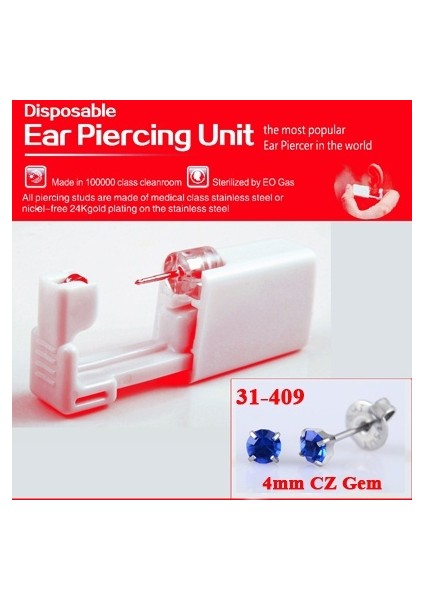 NO409 1 Takım 2 Adet Tek Kullanımlık Steril Kulak Delme Tabancası Kartilaj Tragus Helix Delme Tabancası Seti Çelik Iğne Küpe Aracı (Yurt Dışından)