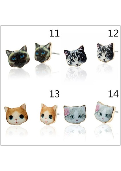 No.15 Boyutu Sevimli 3D Baskı Kedi Köpek Zarif El Yapımı Küpe (Yurt Dışından) modelleri