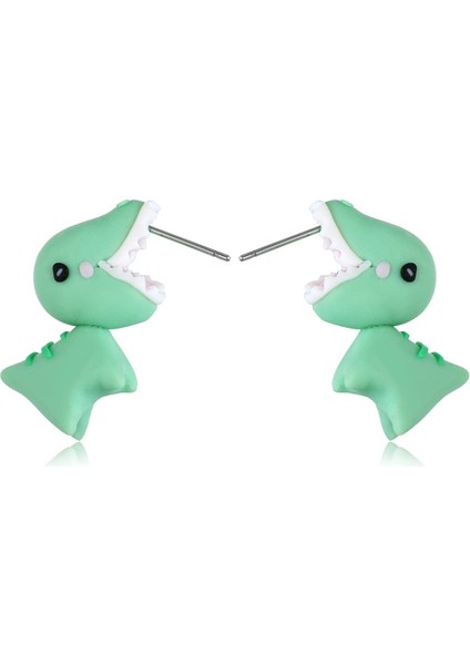 Yeşil Stil 1 Çift El Yapımı Polimer Kil Yumuşak Sevimli Dinozor Küpe Hayvan Delme Mıknatıs Küpe (Yurt Dışından) fırsatları