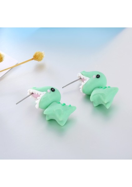 Yeşil Stil 1 Çift El Yapımı Polimer Kil Yumuşak Sevimli Dinozor Küpe Hayvan Delme Mıknatıs Küpe (Yurt Dışından) indirimleri