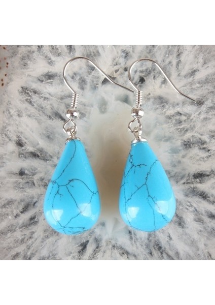 Mavi Turkuaz 1 Çift Mor Ametist Berrak Kuvars Lapis Lazuli Turkuaz Gül Kuvars Opal Obsidyen Jaspis Damla Konik Boncuk Kanca Küpe (Yurt Dışından)