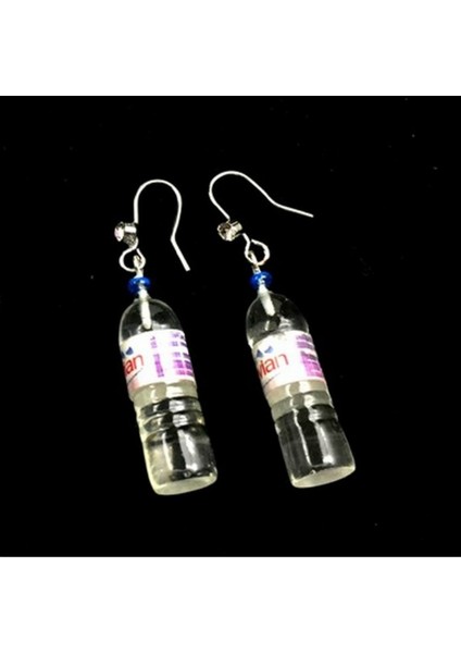 Pembe Tarzı Yaratıcı Kişilik Mineralli Su Şişesi Küpe Uzun Sevimli Kulak Klipsli Küpe Deliksiz Küpe Moda Komik Takı (Yurt Dışından)