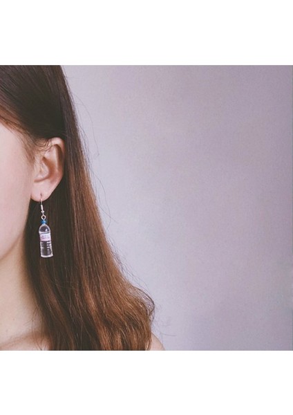 Pembe Tarzı Yaratıcı Kişilik Mineralli Su Şişesi Küpe Uzun Sevimli Kulak Klipsli Küpe Deliksiz Küpe Moda Komik Takı (Yurt Dışından) fırsatları