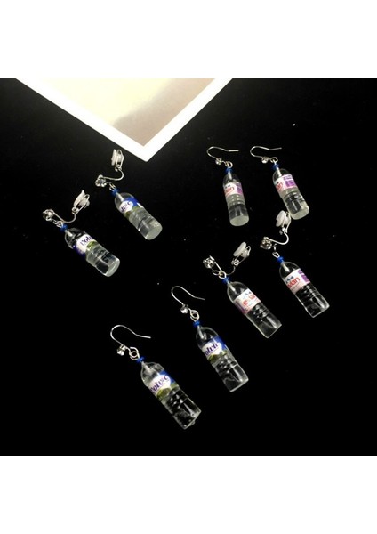 Pembe Tarzı Yaratıcı Kişilik Mineralli Su Şişesi Küpe Uzun Sevimli Kulak Klipsli Küpe Deliksiz Küpe Moda Komik Takı (Yurt Dışından) indirimleri