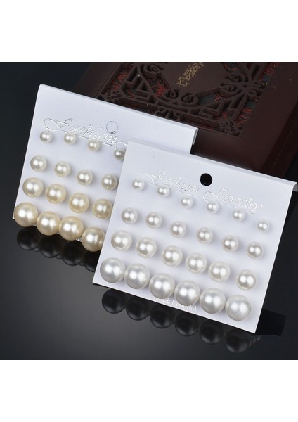Beyaz Inci - 12 Çift/takım Kadın Kızlar Için 12 Çift Alaşım Inci Küpe Seti Beyaz Bej Siyah Renkli Inci Küpeler (Yurt Dışından) fiyatları