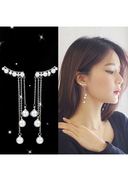 Gümüş Tarzı Sıcak Mizaç Hipoalerjenik Tremella Çivi Uzun Püskül Küpe Kadın Inci Kolye Küpe Tüm Maç Kişilik (Yurt Dışından) modelleri