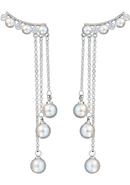 Gümüş Tarzı Sıcak Mizaç Hipoalerjenik Tremella Çivi Uzun Püskül Küpe Kadın Inci Kolye Küpe Tüm Maç Kişilik (Yurt Dışından) fırsatları