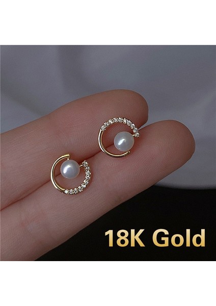 No.14 Boyutu Kadın Moda Takı 18 Ayar Altın Gümüş Nişan Inci Cz Parıltılı Küpe Karşılık Gelen Resim Için Stil Seçeneği (Yurt Dışından)