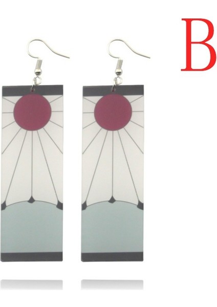 B Demon Slayer Kimetsu Yaiba Akrilik Küpe Anime Ürünleri Tanjiro Kamado Takı Hediye (Yurt Dışından)