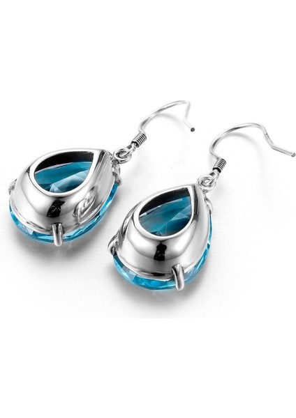 Açık Mavi Stil Moda Kadın Takı Gümüş Doğal Akik Taşlı Sallantılı Uzun Küpe Ince Küpe (Yurt Dışından) modelleri