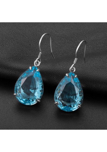 Açık Mavi Stil Moda Kadın Takı Gümüş Doğal Akik Taşlı Sallantılı Uzun Küpe Ince Küpe (Yurt Dışından) fırsatları