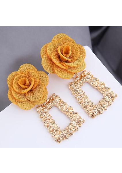 Kırmızı Stil Kadın Küpe Moda Uzun Büyük Küpe Metal Geometrik Şekil Çiçek Abartılı Küpe Büyük Düşen Sallantılı Küpe Parti Küpeleri Yılbaşı Hediyesi (Yurt Dışından)