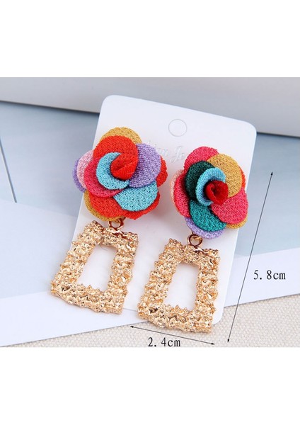 Kırmızı Stil Kadın Küpe Moda Uzun Büyük Küpe Metal Geometrik Şekil Çiçek Abartılı Küpe Büyük Düşen Sallantılı Küpe Parti Küpeleri Yılbaşı Hediyesi (Yurt Dışından)
