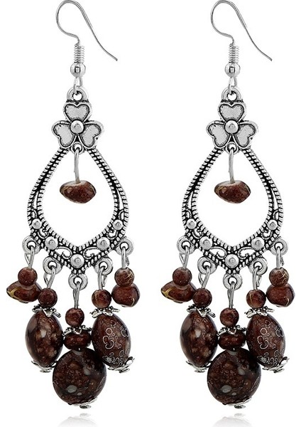 Mavi Stil Kadın Modası Vintage Ulusal Rüzgar Püsküllü Küpe Bohem Uzun Oymalı Çiçek Boncuklu Küpe Takı Hediyeler (Yurt Dışından) modelleri