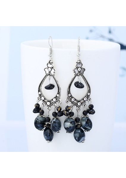 Mavi Stil Kadın Modası Vintage Ulusal Rüzgar Püsküllü Küpe Bohem Uzun Oymalı Çiçek Boncuklu Küpe Takı Hediyeler (Yurt Dışından) fırsatları