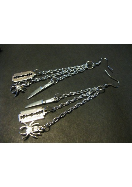 Uzun Zincir Küpe: Jilet Kolye, Bıçak Kolye, Örümcek Kolye (Yurt Dışından)