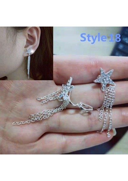 Stil 18 Küpe Deliği Olmayan Kıyafet Klipsli Küpe Deliksiz (Yurt Dışından)