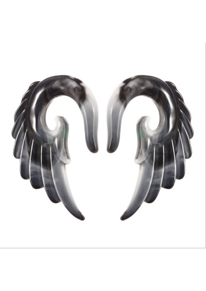Gri Tarzı 10 mm Akrilik Kulak Tıkaç Tünel Melek Kanatı Kulak Spiral Delme Taper Germe Genişletici Moda Delme Takı (Yurt Dışından)