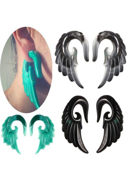 Gri Tarzı 10 mm Akrilik Kulak Tıkaç Tünel Melek Kanatı Kulak Spiral Delme Taper Germe Genişletici Moda Delme Takı (Yurt Dışından) modelleri