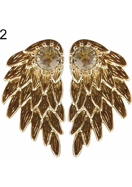 Altın Tarzı No.1 Boyutu Gotik Kadınların Şık Takıları Melek Kanatları Taşlı Alaşım Damla Küpe (Yurt Dışından)