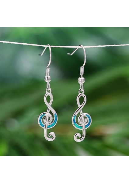 Kadın Mavi Opal Düşen Küpe Trendy Hollow Müzik Notalı Düğün Küpeleri Için Basit Çalver Renkli Damla Küpeler (Yurt Dışından) modelleri