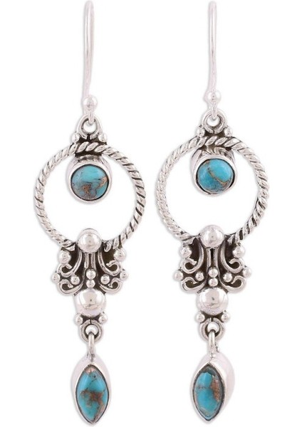 Gümüş Tarzı Vintage Kadınlar Gümüş Takı Saf Doğal Taş Turkuaz Taşlı Kolye Küpe Takı Parti Nişan Düğün Hediye (Yurt Dışından) fırsatları