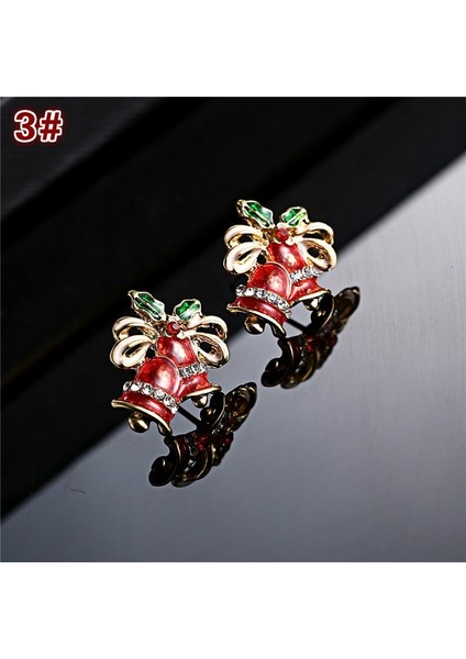 No.3 Boyutu 7 Stil 1 Çift Kadın Moda Alaşım Noel Ağacı Kolye Küpe Kaplama Altın Sallantılı Takı Küpe Yılbaşı Hediye Küpe (Yurt Dışından)