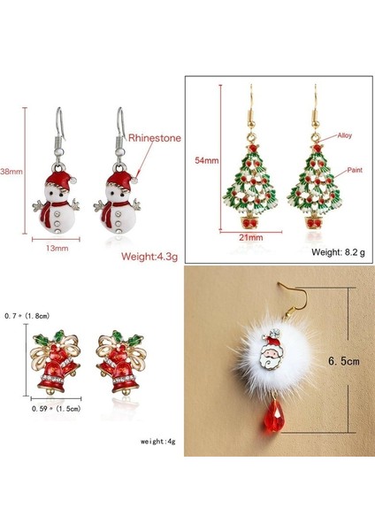 No.3 Boyutu 7 Stil 1 Çift Kadın Moda Alaşım Noel Ağacı Kolye Küpe Kaplama Altın Sallantılı Takı Küpe Yılbaşı Hediye Küpe (Yurt Dışından) modelleri