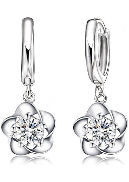 Beyaz Stil Zarif Gümüş Yüksek Moda Klasik Takı Saf Gümüş Çiçek Küpe (Yurt Dışından) fiyatları