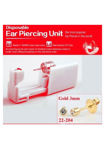 NO205-1SET 2 Adet Tek Kullanımlık Steril Kulak Delme Tabancası Kartilaj Tragus Helix Delme Tabancası Seti Çelik Iğne Küpe Aracı (Yurt Dışından)
